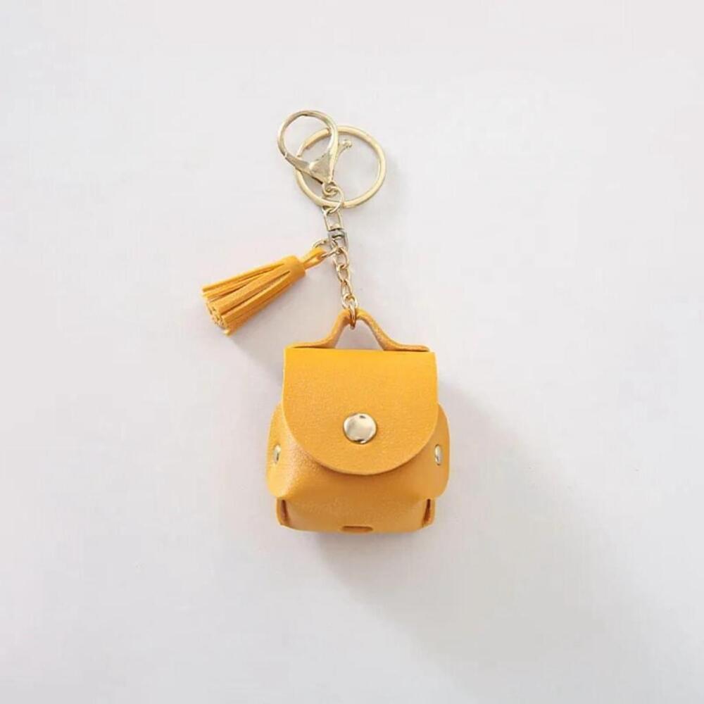 Earbud Case Keychain In Yellow